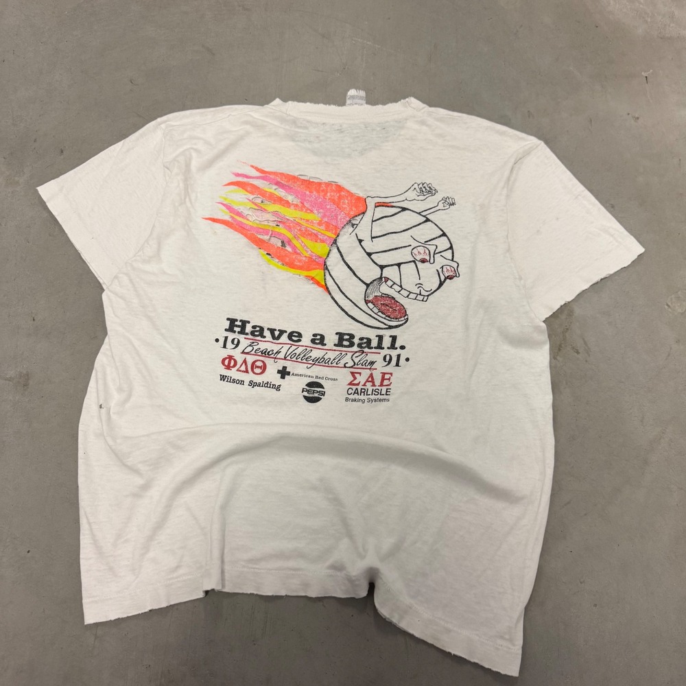 Vintage 1991 Beach Volleyball Slam T-Shirt XL Thrashed Little 500 Single Stitch
